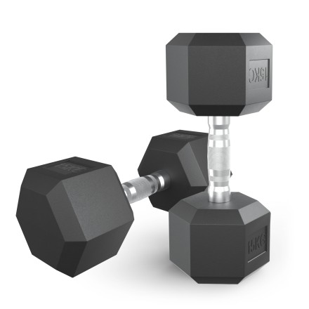 Гантель гексагональная UNIX Fit обрезиненная 15 кг, 2 шт.