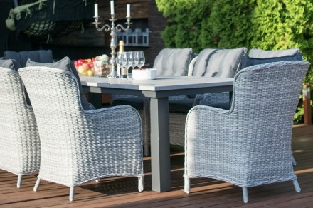 Кресло из ротанга БЕРГАМО в комплекте с подушками (цвет серый)