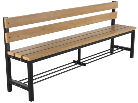 Скамейка для раздевалок со спинкой разборная с полкой для обуви