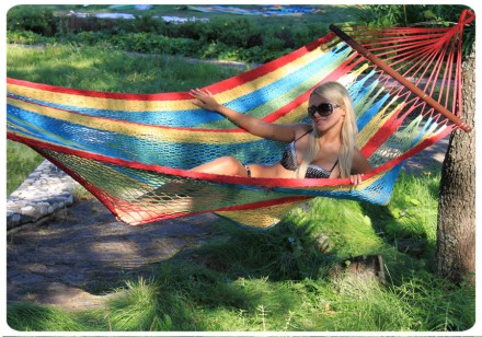 Гамак одноместный плетеный MEXICO красный mixed