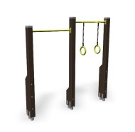 Турник двойной из бруса с кольцами