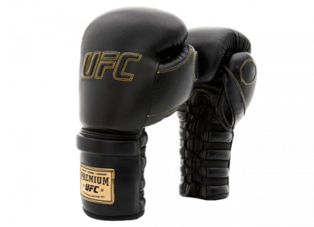 UFC Премиальные тренировочные перчатки на шнуровке черные - 16 Oz