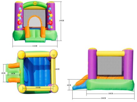 Надувной батут с горкой "Игра" арт. 9201B