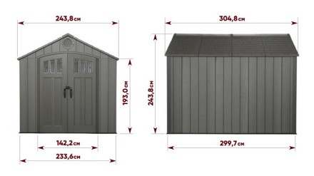 Высокопрочный сарай  WoodLook 8*10 (внутри по полу 6,6 кв.м.)