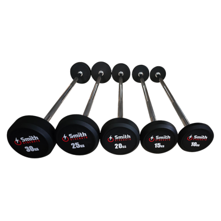 Набор обрезиненных фиксированных штанг Smith DB145-BS 10-30кг с прямой ручкой, шаг 5кг