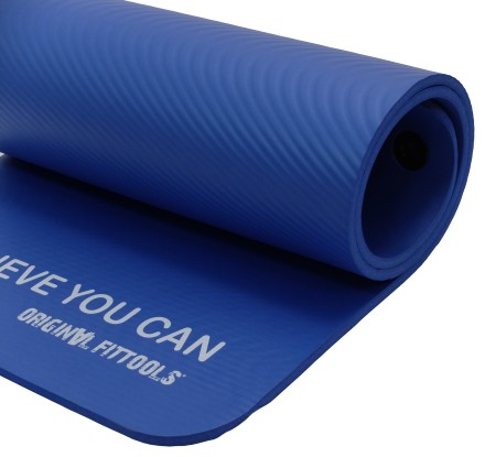 Мат для аэробики NBR 10 мм синий с кольцами