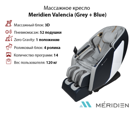 Массажное кресло Meridien Valencia (Grey + Blue)