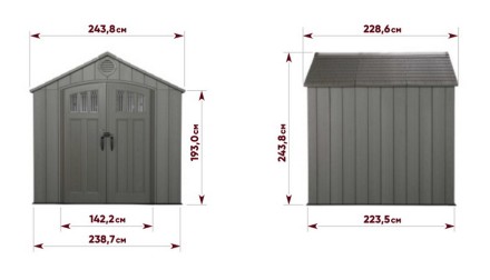 Высокопрочный сарай  WoodLook 8*7,5  (внутри по полу 4,9 кв.м.)