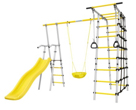 Дачный комплекс "Богатырь" + СЕТКА качели Romana 103.07.06 (серый/жёлтый)
