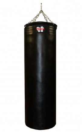 Боксерский мешок РОККИ  натуральная кожа 140 см, диаметр 40 см черный