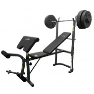 Скамья под штангу с опциями DFC GOZONE GZE-2201 со штангой и дисками в комплекте