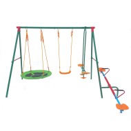 Детский комплекс DFC MULTIPLAY качели: планер, верёвочные, гнездо и балансир