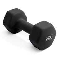 Гантель неразборная гексагональная неопрен 9 кг (черная) VictoryFit VF-DHN090