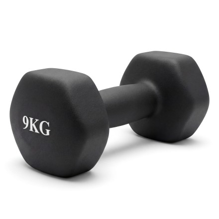 Гантель неразборная гексагональная неопрен 9 кг (черная) VictoryFit VF-DHN090