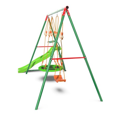 Детский комплекс DFC MULTIPLAY качели: гнездо, верёвочные; горка