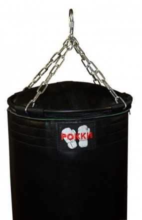 Боксерский мешок РОККИ  натуральная кожа 150 см, диаметр 40 см черный