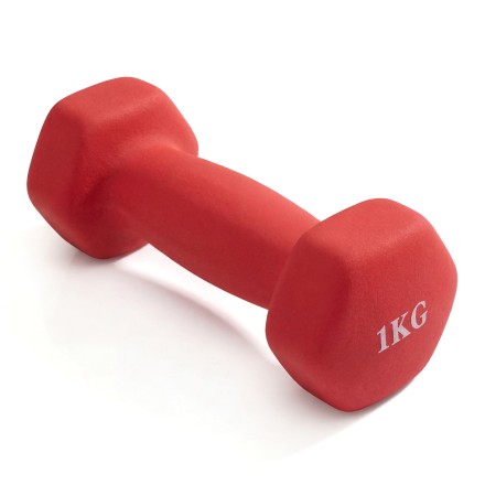 Гантель неразборная гексагональная неопрен  1 кг (красная) VictoryFit VF-DHN010-R