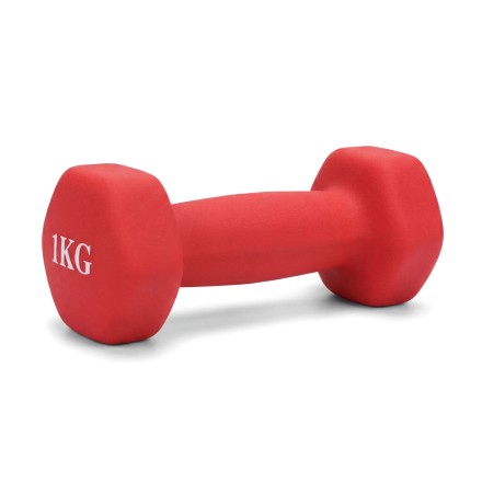 Гантель неразборная гексагональная неопрен  1 кг (красная) VictoryFit VF-DHN010-R