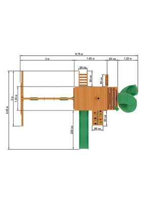 Деревянная детская площадка для дачи "Шато с трубой" (Дерево)