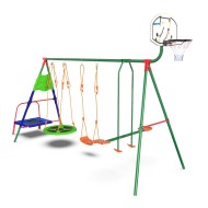 Детский комплекс DFC MULTIPLAY качели: планер, верёвочные, гнездо; мини-батут и баскетбольный щит Детский комплекс DFC MULTIPLAY качели: планер, верёвочные, гнездо; мини-батут и баскетбольный щит