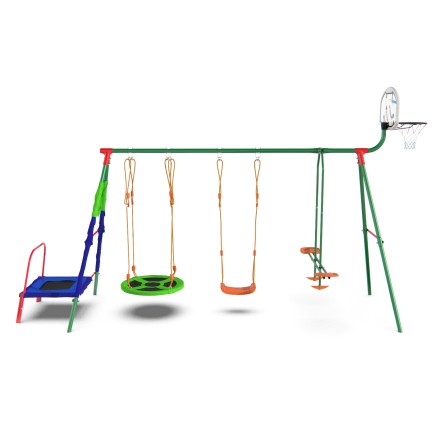 Детский комплекс DFC MULTIPLAY качели: планер, верёвочные, гнездо; мини-батут и баскетбольный щит Детский комплекс DFC MULTIPLAY качели: планер, верёвочные, гнездо; мини-батут и баскетбольный щит