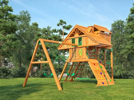 Деревянная детская площадка для дачи "Крепость Фани Deluxe"