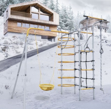  Дачный комплекс "Космос" + СЕТКА качели Romana 103.21.05 (серый/жёлтый)