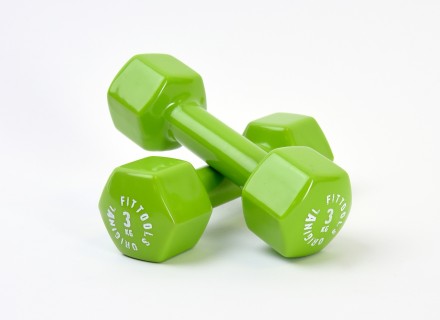 Гантель в виниловой оболочке 3 кг (Цвет - зеленый)