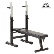 Скамья со стойками под штангу DFC складная, черная