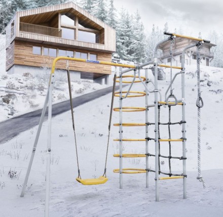 Дачный комплекс "Космос" + ПЛАСТИКОВЫЕ качели Romana 103.21.05 (серый/жёлтый) 