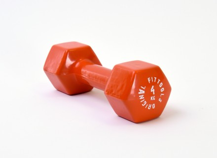 Гантель в виниловой оболочке 4 кг (Цвет - оранжевый)