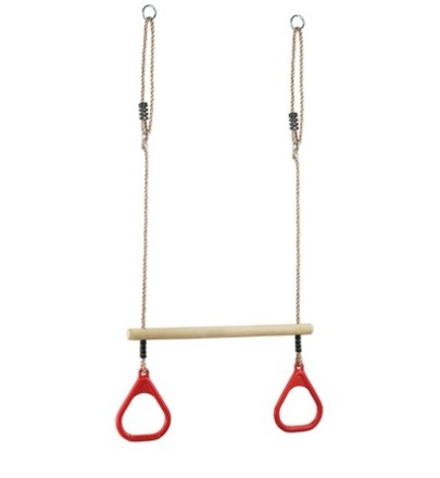 Кольца гимнастические Perfetto Sport с трапецией красный PS-310