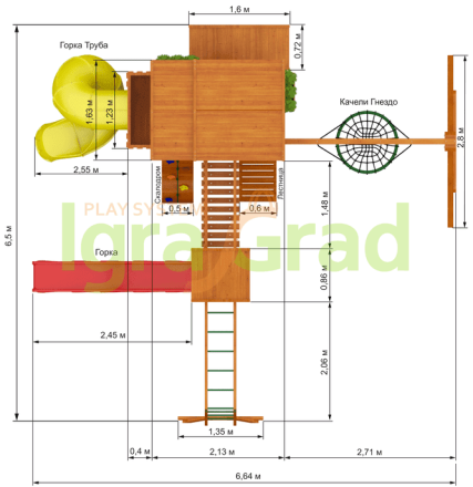 Детская площадка для дачи Клубный домик Макси с трубой