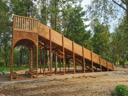 Зимняя деревянная заливная горка Морозко 12м Макси