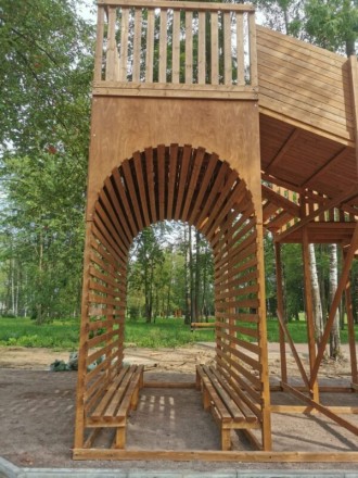 Зимняя деревянная заливная горка Морозко 12м Макси