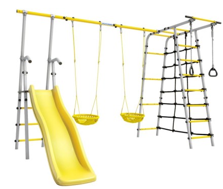 Дачный комплекс "Богатырь Плюс 2" + СЕТКА качели Romana 103.12.06 (серый/жёлтый) 