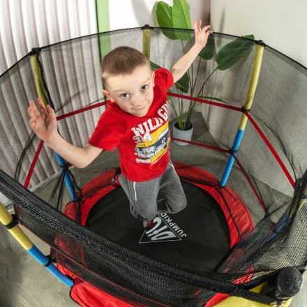 Батут DFC JUMP KIDS 55" красный с желто-синими стойками Батут DFC JUMP KIDS 55" красный с желто-синими стойками