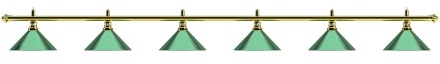 Лампа на шесть плафонов "Evergreen" (золотистая штанга, зеленый плафон D35см)
