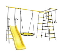 Дачный комплекс "Богатырь Плюс 2" + Качели ГНЕЗДО-СЕТКА 100 см Romana 103.12.06 (белый/желтый) 