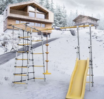 Дачный комплекс "Богатырь" + ДИСК качели Romana 103.07.06 (серый/жёлтый)