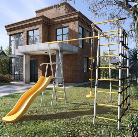 Дачный комплекс "Богатырь" + ДИСК качели Romana 103.07.06 (серый/жёлтый)