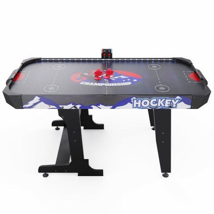 Игровой стол  -  аэрохоккей с подсветкой DFC Championship 53" 135 х 65 см, складной, черный