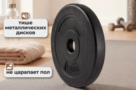 Диск 26 мм. пластиковый 1,25 кг VictoryFit VF-SPL260125 Диск 26 мм. пластиковый 1,25 кг VictoryFit VF-SPL260125