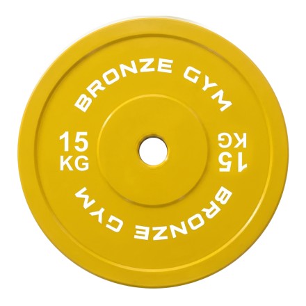 Диск олимпийский BRONZE GYM тяжелоатлетический желтый 15 кг
