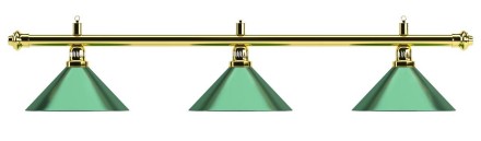 Лампа на три плафона "Evergreen" (золотистая штанга, зеленый плафон D35см)