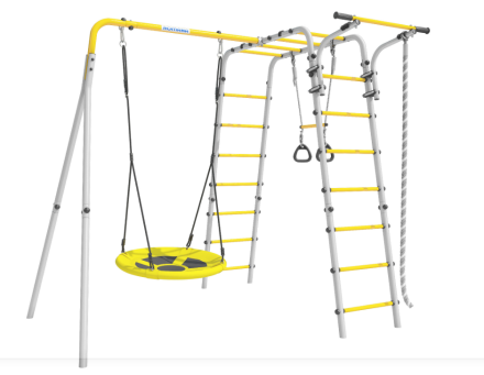 Дачный комплекс "Весёлая лужайка-2" + ГНЕЗДО качели Romana (серый/жёлтый)