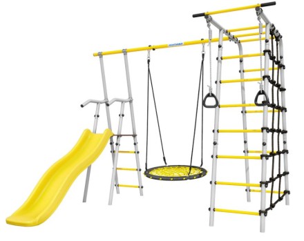 Дачный комплекс "Богатырь" + ГНЕЗДО качели-гнездо 80 см Romana 103.07.06 (серый/жёлтый)