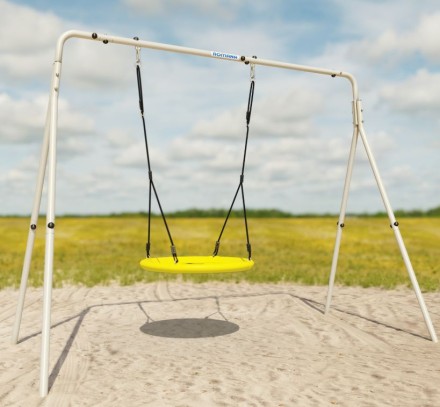 Качели двойные + Качели ГНЕЗДО-СЕТКА 100 см Romana R.103.28.04 (серый, серый/желтый)