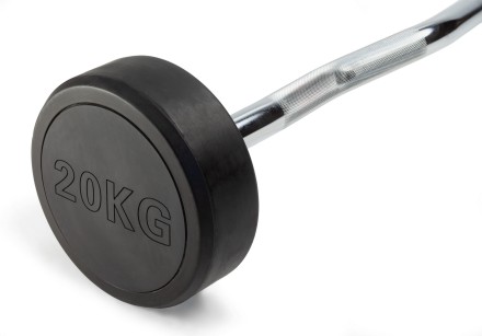 Штанга неразборная обрезиненная 20 кг. Изогнутый гриф. VictoryFit VF-DX5200