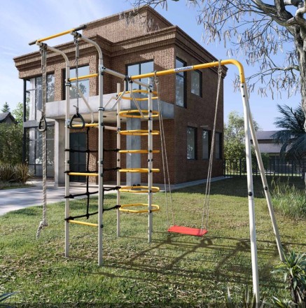  Дачный комплекс "Космос" + ФАНЕРНЫЕ качели Romana 103.21.05 (серый/жёлтый) 